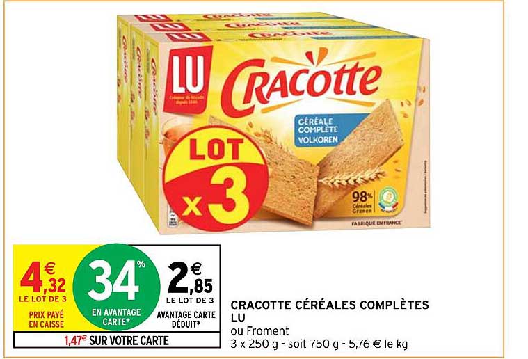 cracotte céréales complètes lu