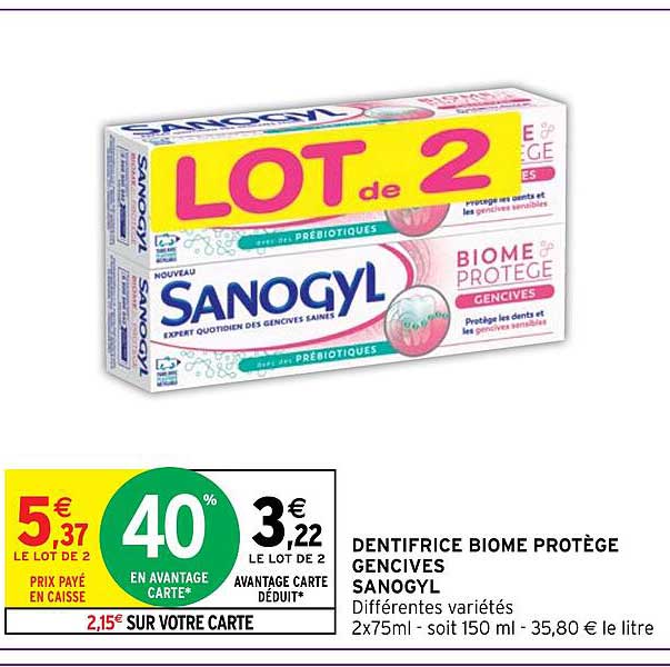 dentifrice biome protège gencives sanogyl