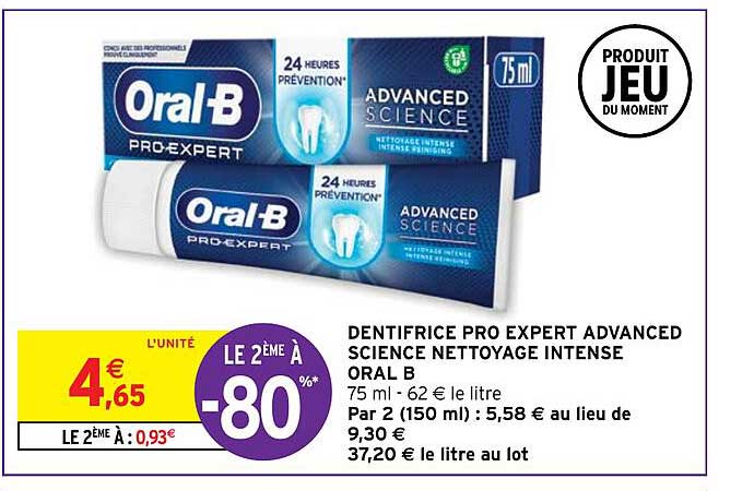 dentifrice pro expert advanced science nettoyage intense oral b
