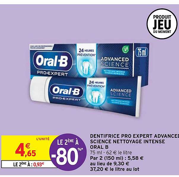dentifrice pro expert advanced science nettoyage intense oral b