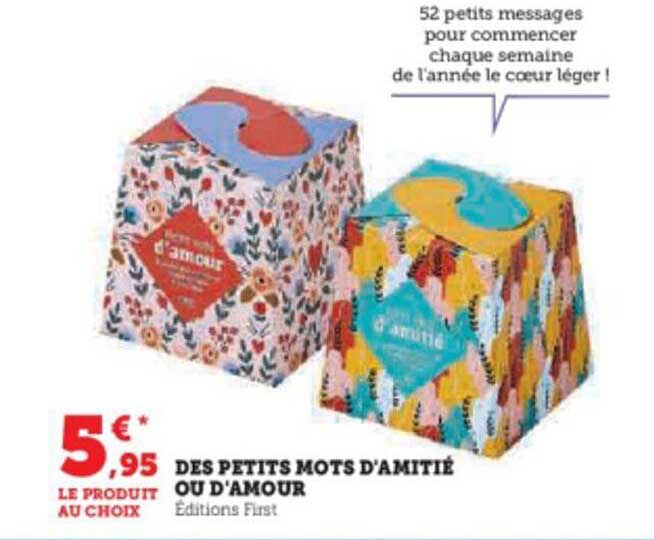 des petits mots d'amitié ou d'amour