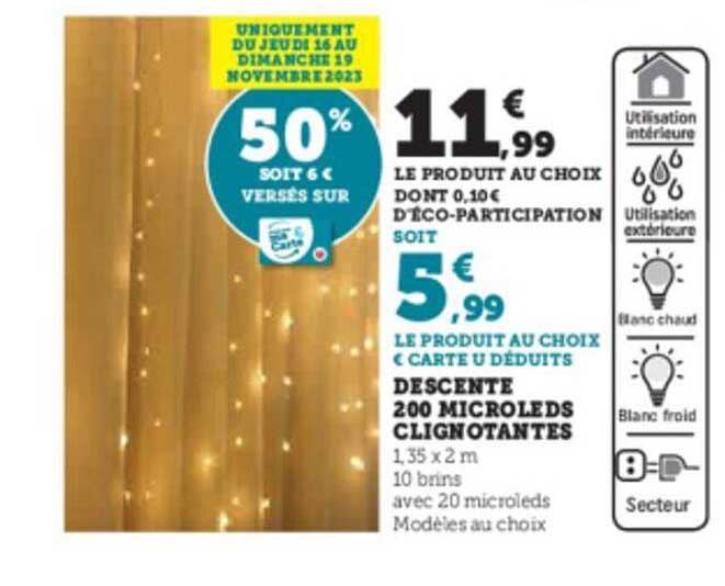 descente 200 microleds clignotantes