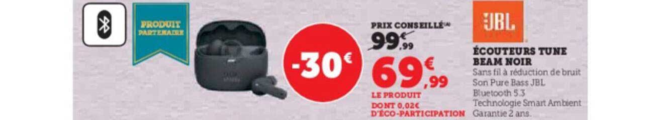 écouteur Tune Beam Noir Jbl