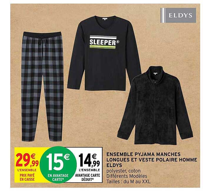ensemble pyjama manches longues et veste polaire homme eldys