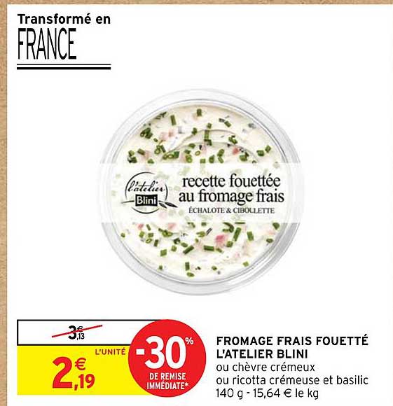 fromage frais fouetté l'atelier blini