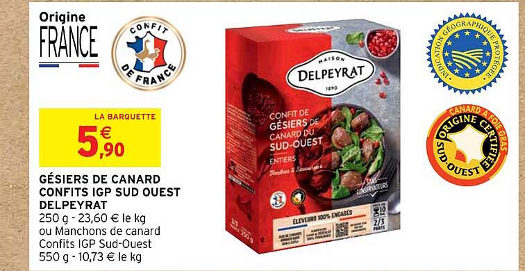 gésiers de canard confits igp sud ouest delpeyrat