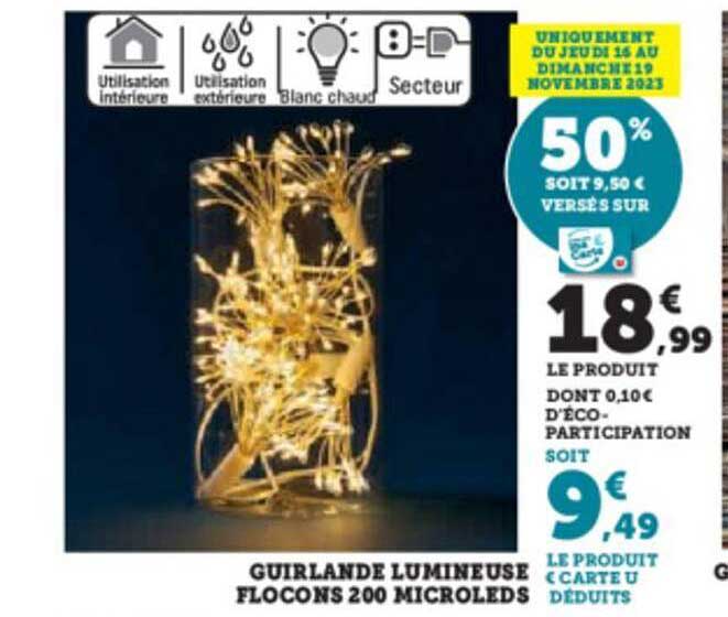 guirlande lumineuse flocons 200 microleds