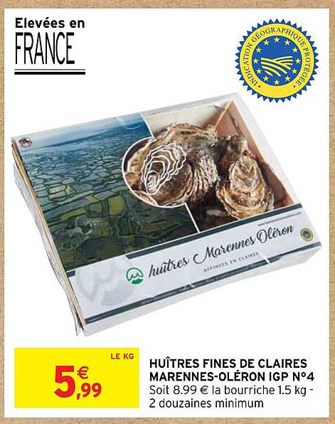 huîtres fines de claires marennes-oléron igp n°4
