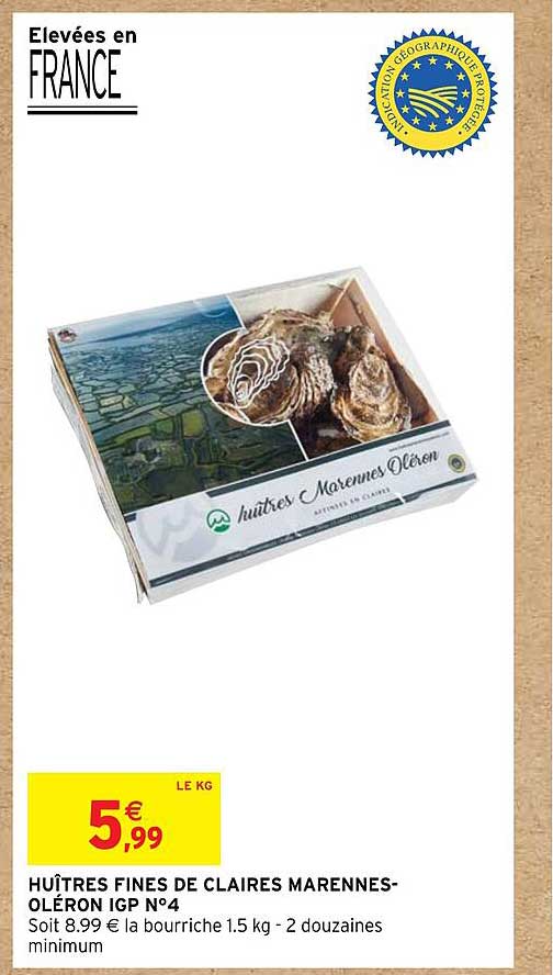 huîtres fines de claires marennes-oléron igp n°4