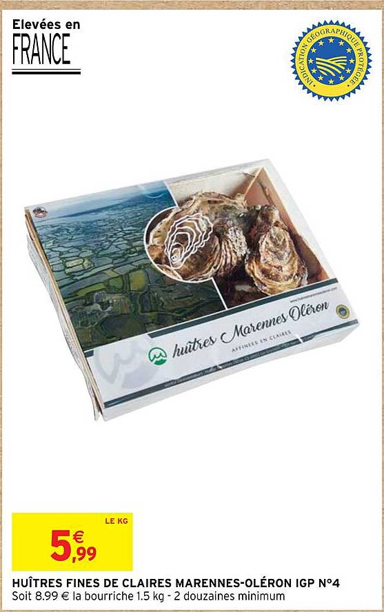 huîtres fines de claires marennes-oléron igp n°4