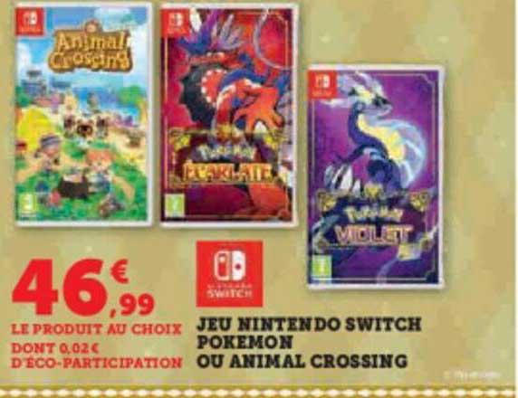 jeu nintendo switch pokémon ou animal crossing