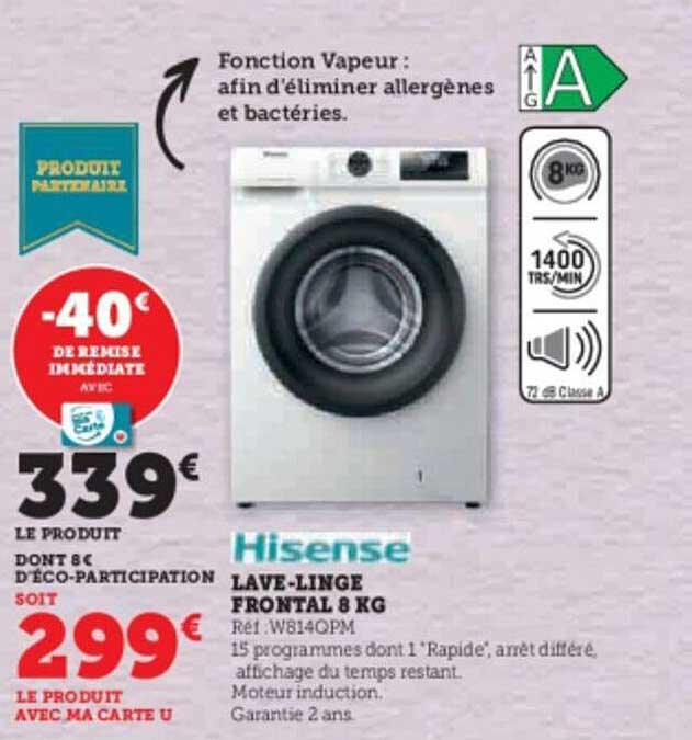 lave-linge frontal 8 kg hisense
