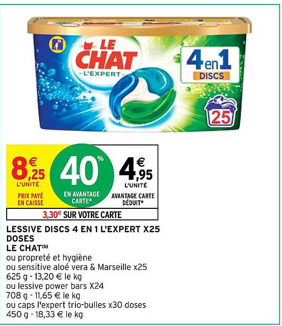 lessive discs 4 en 1 l'expert x25 doses le chat