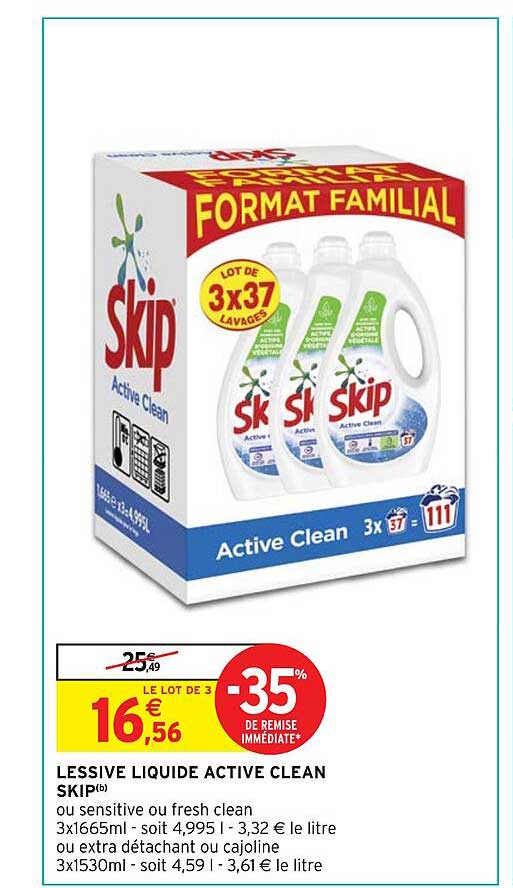 Lessive Liquide Active Clean Skip
