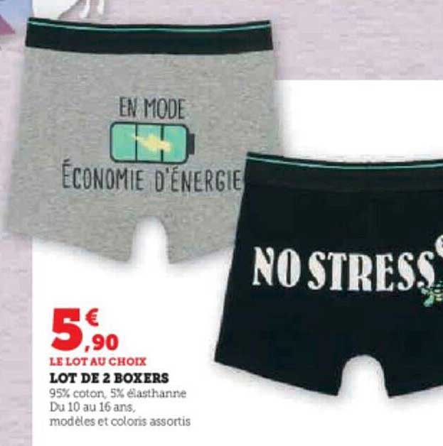 lot de 2 boxers no stress