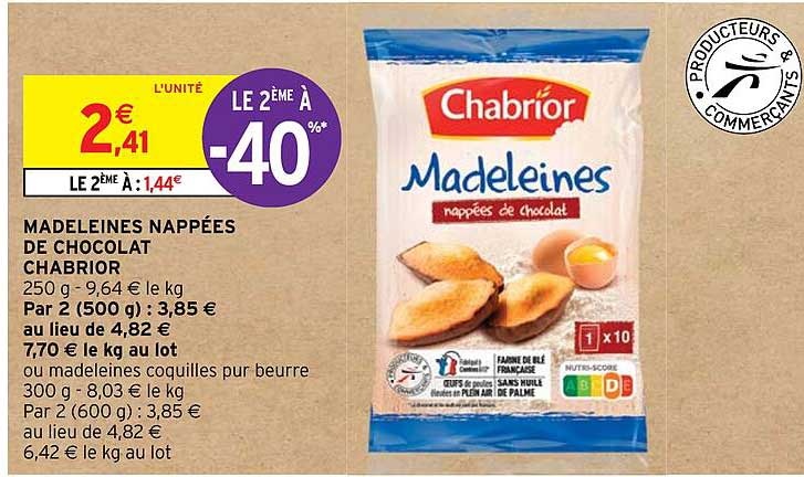 madeleines nappées de chocolat chabrior