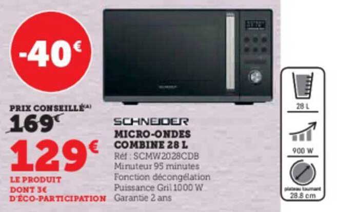 micro-ondes combiné 28 l schneider