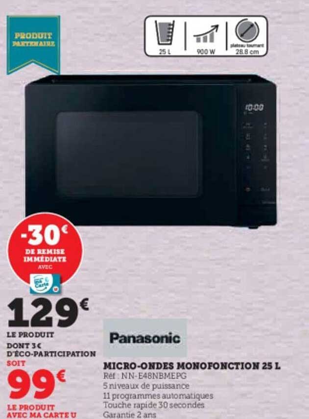 micro-ondes monofonction 25 l panasonic