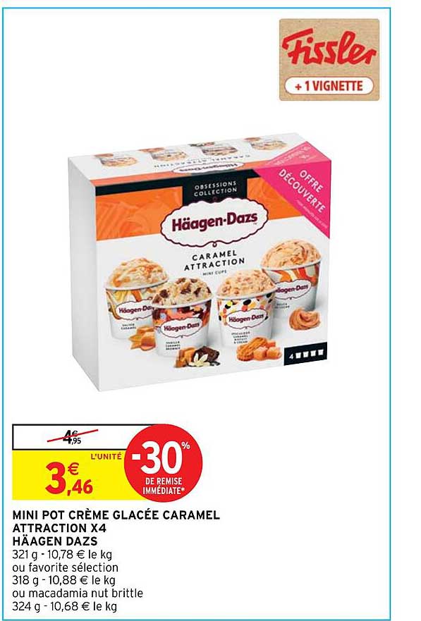 mini pot crème glacée caramel attraction x 4 häagen dazs