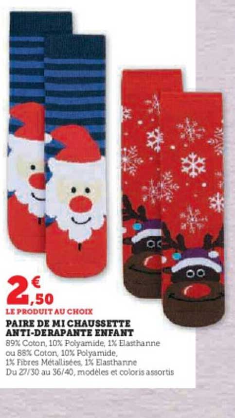 paire de mi chaussette anti-dérapante enfant