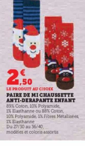 paire de mi chaussette anti-dérapante enfant