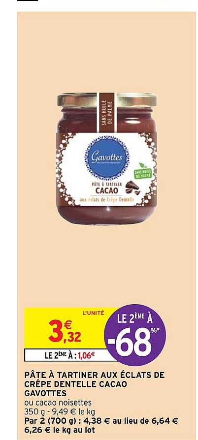 Pâte à Tartiner Aux éclats De Crêpe Dentelle Cacao Gavottes