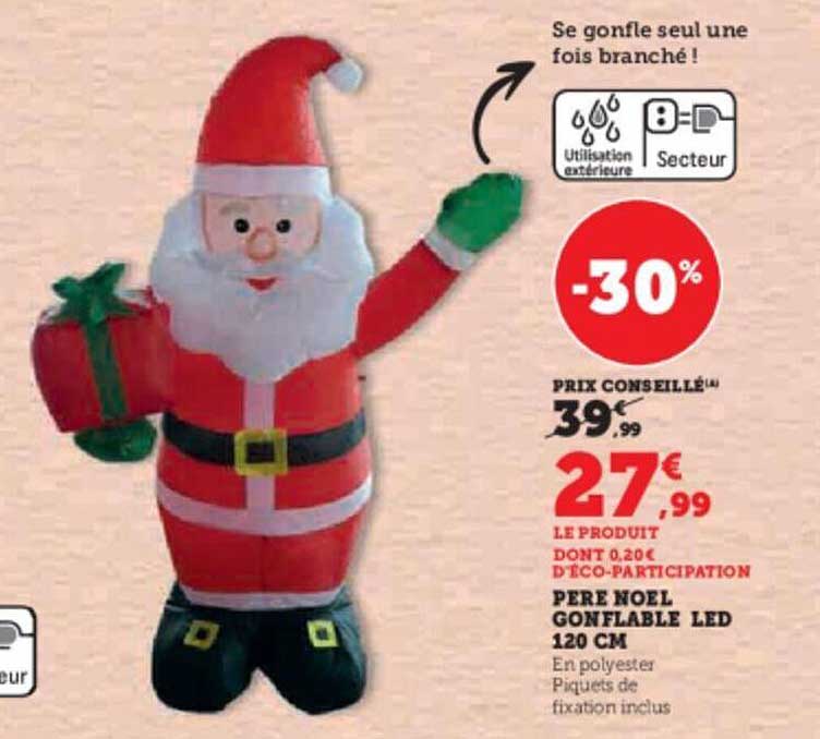père noël gonflable led 120 cm