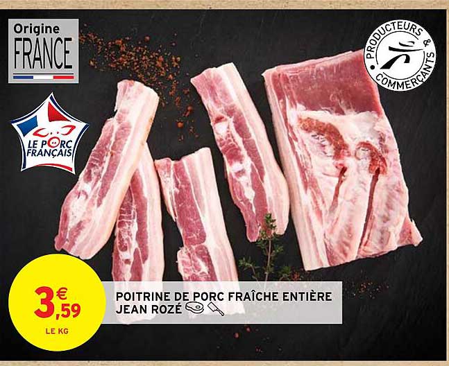 poitrine de porc fraîche entière jean rozé