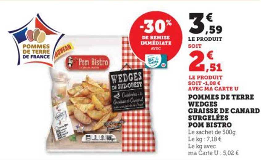 Pommes De Terre Wedges Graisse De Canard Surgelées Pom Bistro