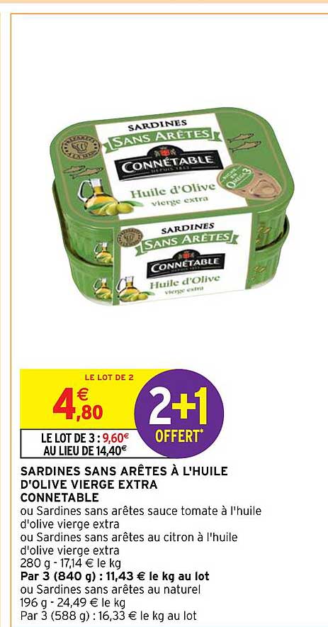 Sardines Sans Arêtes à L'huile D'olive Vierge Extra Connétable
