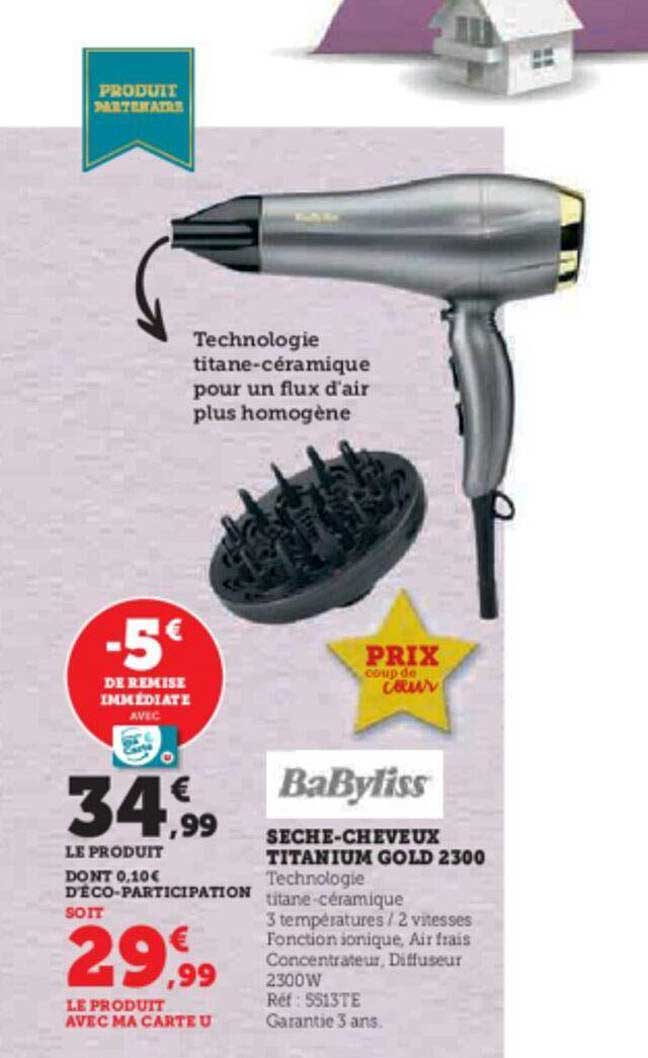 sèche-cheveux titanium gold 2300 babyliss