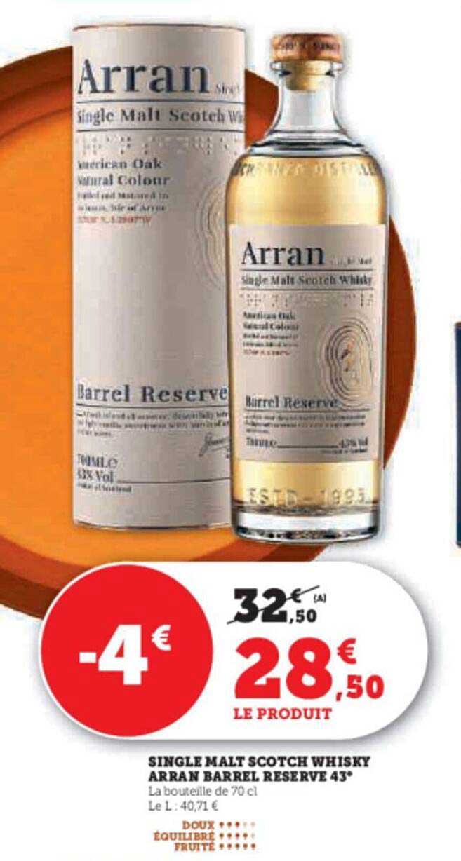 single malt scotch whisky arran barrel réserve 43°