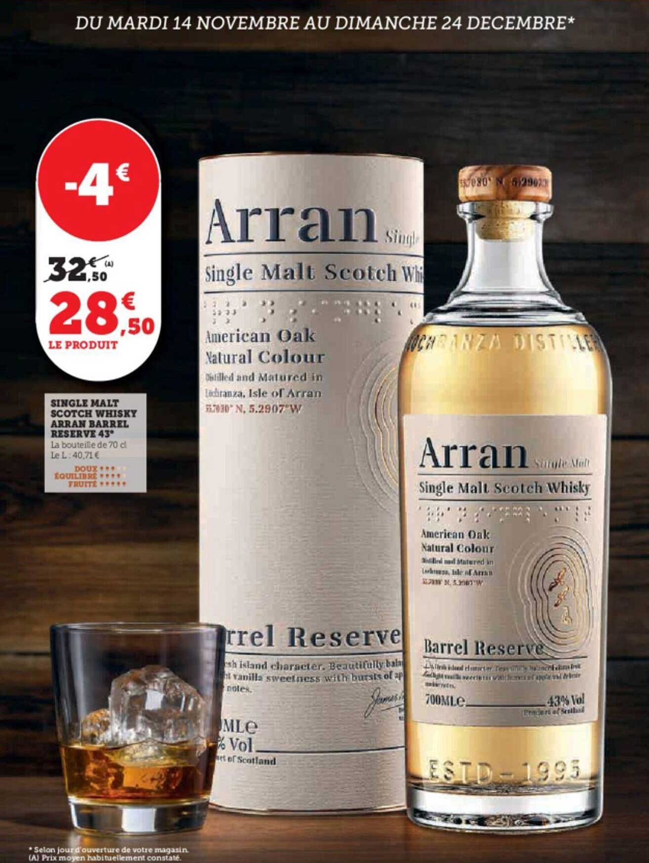 single malt scotch whisky arran barrel reserve 43°