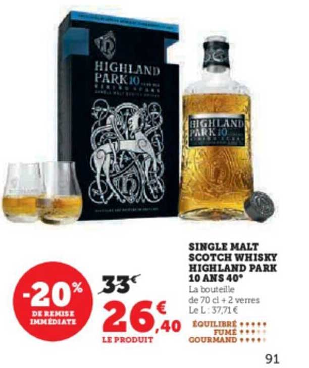 single malt scotch whisky highland park 10 ans 40°