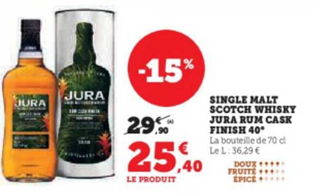 single malt scotch whisky jura rum cask finish 40°