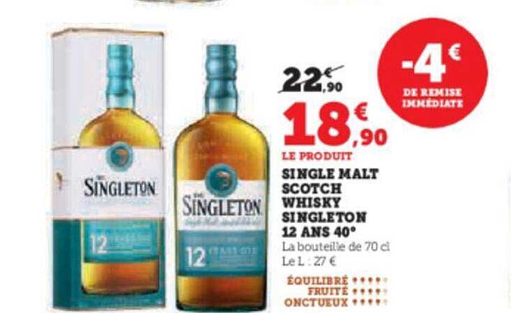 single malt scotch whisky singleton 12 ans 40°