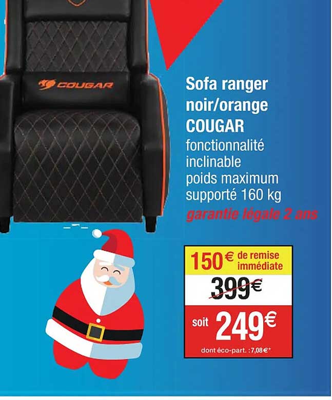 sofa ranger noir/orange cougar