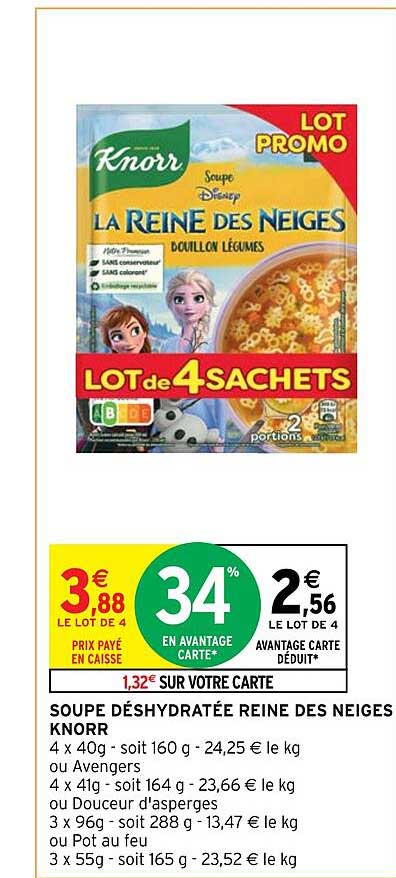 soupe déshydratée reine des neiges knorr
