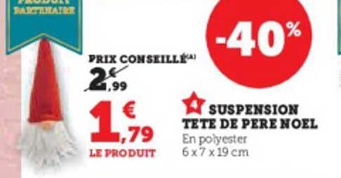 suspension tête de père noël