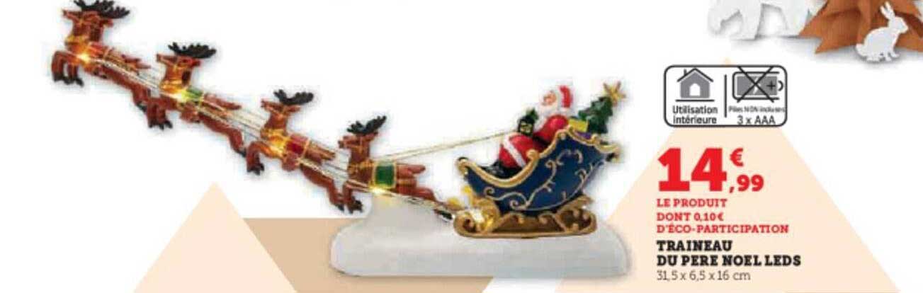 traîneau du père noël leds