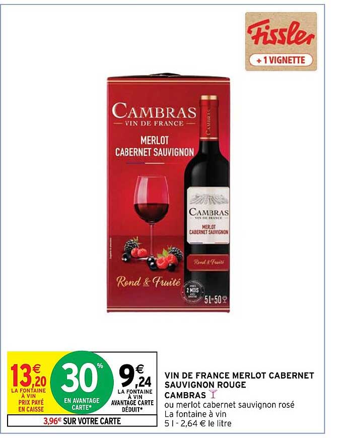 Vin De France Merlot Cabernet Sauvignon Rouge Cambras