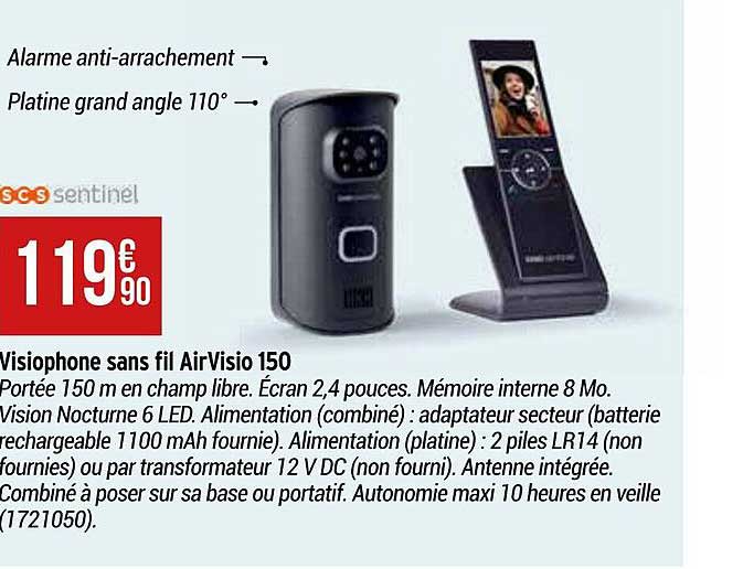 visiophone sans fil airVisio 150 scs sentinel