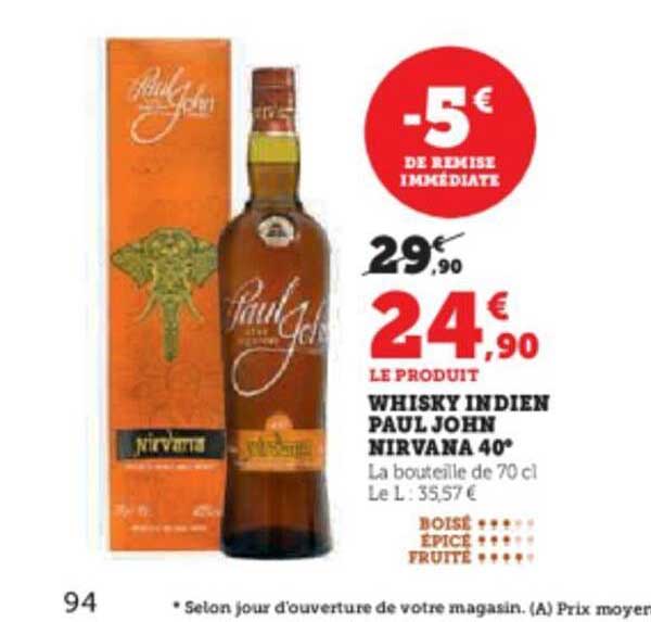 Whisky Indien Paul John Nirvana 40°