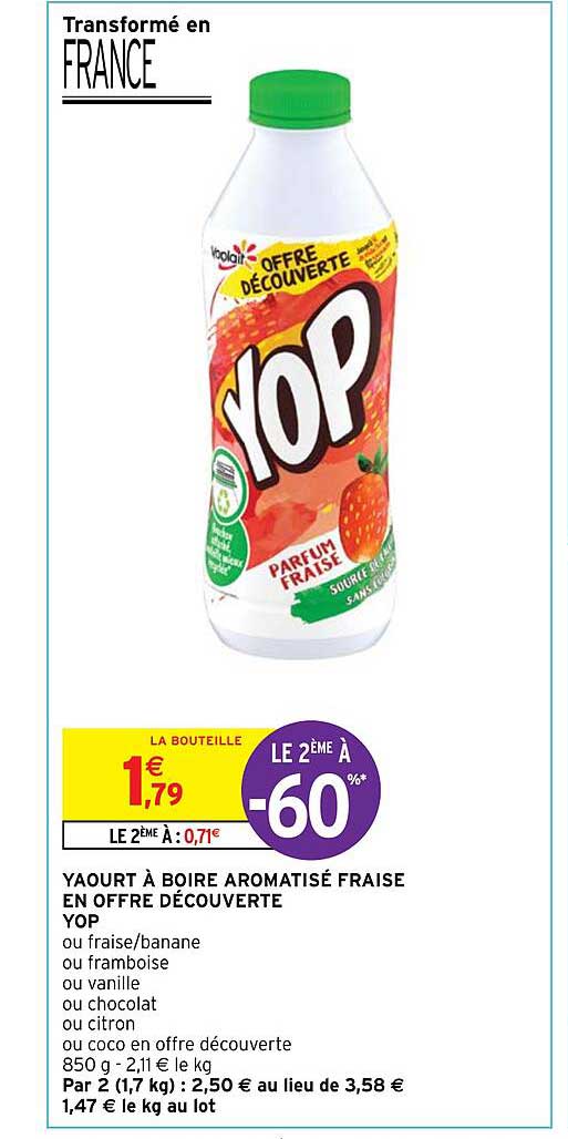 Yaourt à Boire Aromatisé Fraise En Offre Découverte Yop