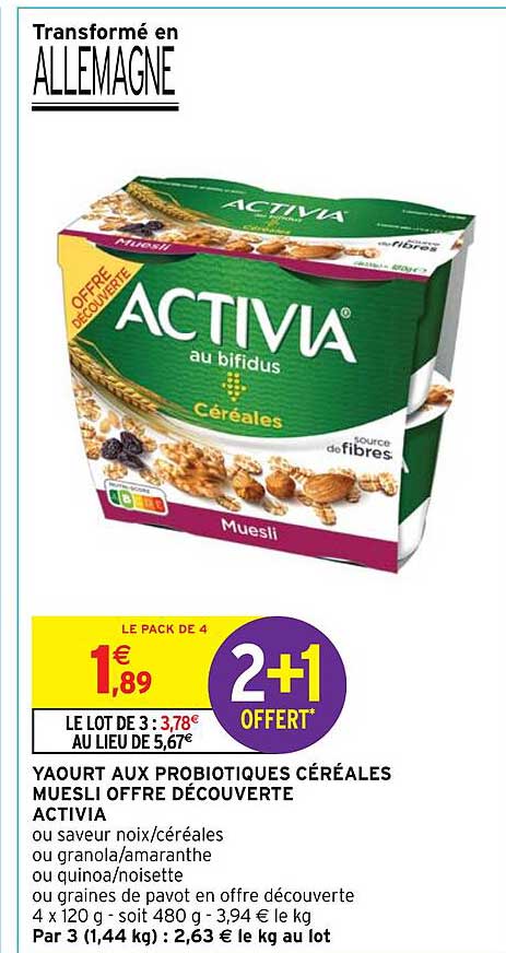 Yaourt Aux Probiotiques Céréales Muesli Offre Découverte Activia