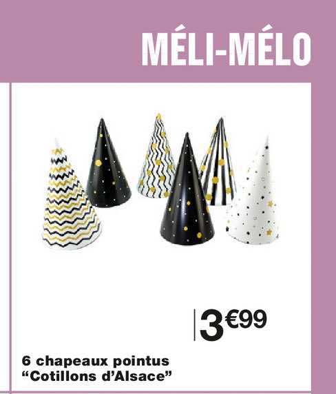 6 chapeaux pointus "cotillons d'alsace"