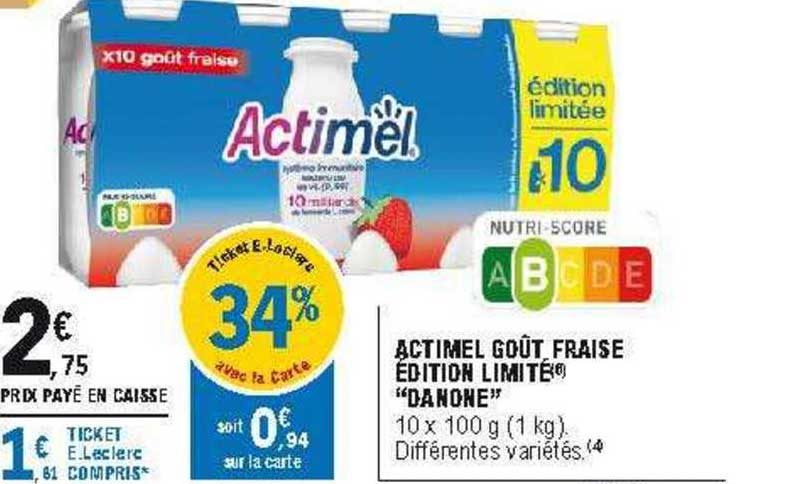 actimel goût fraise édition limité "danone"