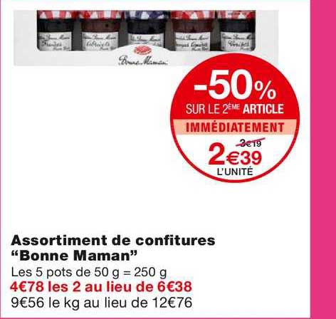assortiment de confitures "bonne maman"