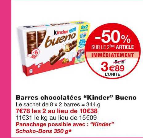 barres chocolatée "kinder" bueno