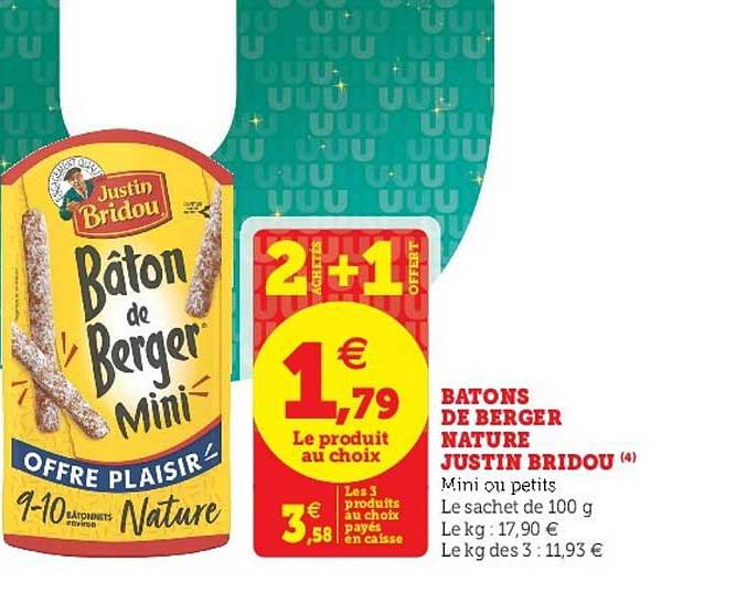 bâtons de berger nature justin bridou